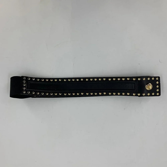 Saks Fifth Avenue Women\'s Italian Leather Belt Black Gold Studs Size L NWOT $168 main image 5